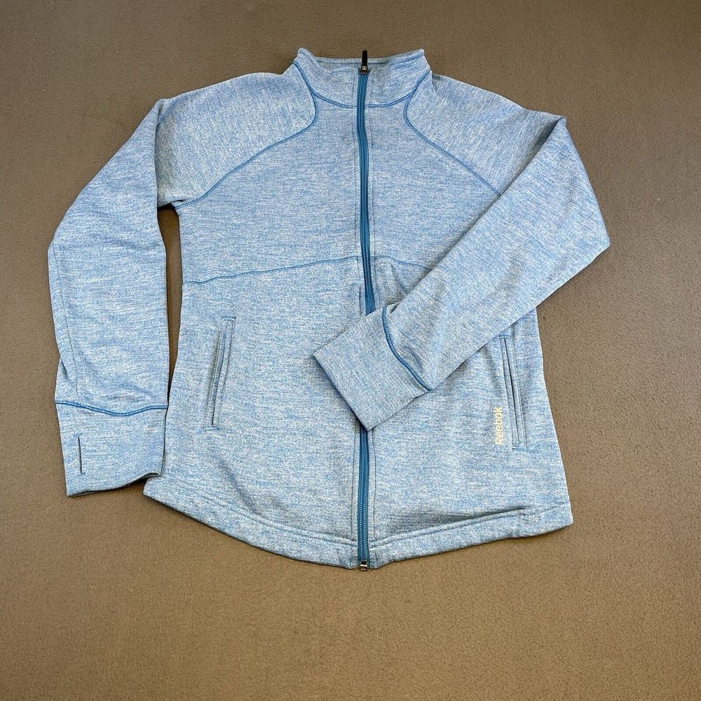 Reebok Full Zip Jacket Athletic Running Track Blue Thumb Holes‎ Women's